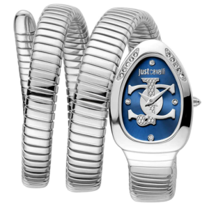 Just Cavalli Women’s Quartz Silver Snake Stainless Steel Blue Dial 22mm Watch JC1L228M0025