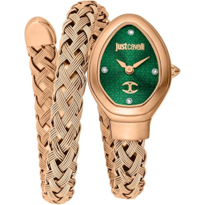 Just Cavalli Women’s Quartz Rose Gold Snake Stainless Green Dial 22mm Watch JC1L264M0045