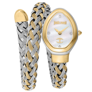 Just Cavalli Women’s Quartz Two-Tone Snake Stainless White Mother Of Pearl Dial 22mm Watch JC1L264M0055