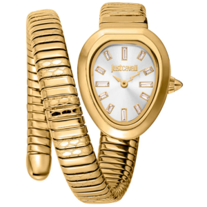 Just Cavalli Women’s Quartz Gold Snake Stainless Steel Silver Dial 23mm Watch JC1L222M0025