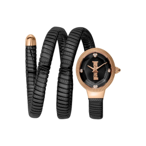 Just Cavalli Women’s Quartz Black Snake Stainless Steel Black Dial 22mm Watch JC1L269M0075