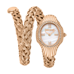 Just Cavalli Women’s Quartz Rose Gold Snake Stainless Steel White Mother Of Pearl Dial 23mm Watch JC1L305M0045