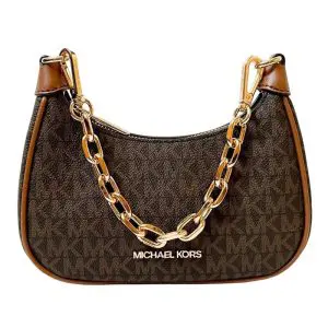 Michael Kors Cora Mini Zip Pouchette / Crossbody – Dark Brown Signature Logo-35R3G4CC1B
