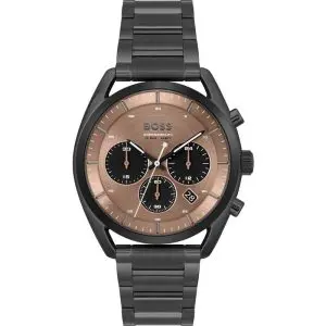 Hugo Boss Men’s Chronograph Quartz Black Stainless Steel Brown Dial 44mm Watch 1514095