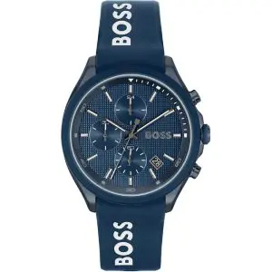Hugo Boss Velocity Men’s Chronograph Quartz Blue Silicone Strap Blue Dial 44mm Watch 1514061