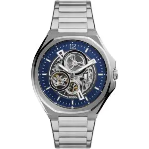 Fossil Men’s Automatic Silver Stainless Steel Blue Dial 45mm Watch BQ2620 (Without Tag)