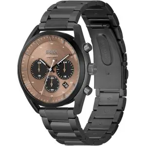 Alternative view of Hugo Boss Men’s Chronograph Quartz Black Stainless Steel Brown Dial 44mm Watch 1514095