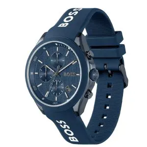 Alternative view of Hugo Boss Velocity Men’s Chronograph Quartz Blue Silicone Strap Blue Dial 44mm Watch 1514061