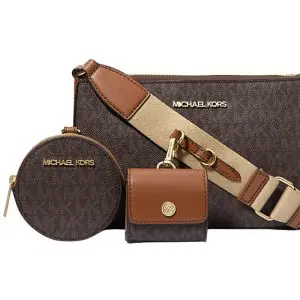 Alternative view of Michael Kors Jet Set Logo Crossbody Bag with Case for Apple AirPods Pro – Brown Signature (Size: W:9.5cm H:5.5cm D:2.25cm) 35S2GTVC1B