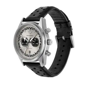 Emporio Armani Men’s Quartz Black Leather Strap Grey Dial 42mm Watch AR11677