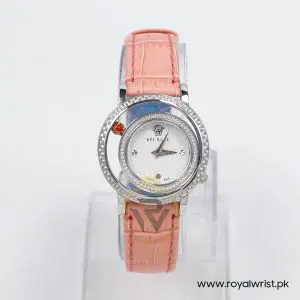 Versace Women’s Quartz Swiss Made Pink Leather Strap White Dial 33mm Watch VDA050014 (Like New)