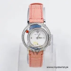 Versace Women’s Quartz Swiss Made Pink Leather Strap White Dial 33mm Watch VDA050014 (Like New)