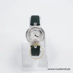 Versace Women’s Quartz Swiss Made Dark Green Leather Strap Mother Of Pearl Dial 34mm Watch P417544-1 (Like New)