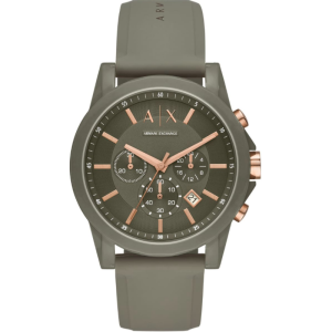 Armani Exchange Men’s Chronograph Quartz Oilve Green Silicone Strap Oilve Green Dial 44mm Watch AX1341