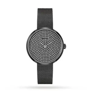 Hugo Boss Women’s Quartz Black Stainless Steel Crystal Pave Dial 36mm Watch 1502658