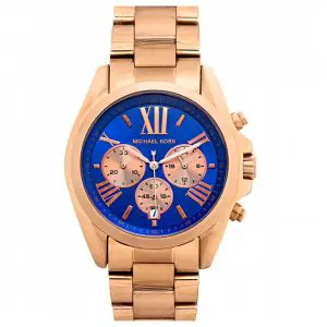 Michael Kors Women’s Chronograph Quartz Rose Gold Stainless Steel Blue Dial 40mm Watch MK5951