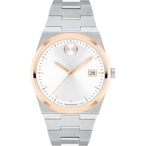 Movado Men’s Quartz Swiss Made Silver Stainless Steel White Dial 40mm Watch 3600972