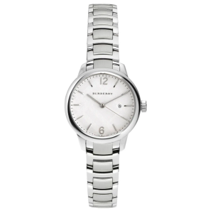 Burberry Women’s Swiss Made Quartz Silver Stainless Steel White Dial 32mm Watch BU10108