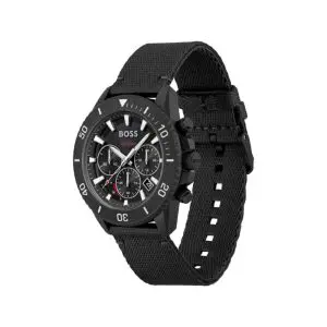 Alternative view of Hugo Boss Men’s Chronograph Quartz Black Nylon Strap Black Dial 45mm Watch 1513918