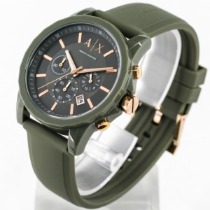Armani Exchange Men’s Chronograph Quartz Oilve Green Silicone Strap Oilve Green Dial 44mm Watch AX1341