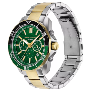 Armani Exchange Men’s Chronograph Quartz Two-Tone Stainless Steel Green Dial 44mm Watch AX1966