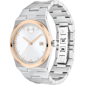 Movado Men’s Quartz Swiss Made Silver Stainless Steel White Dial 40mm Watch 3600972