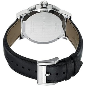 Burberry Men’s Swiss Made Quartz Black Leather Strap Silver Dial 42mm Watch BU9355