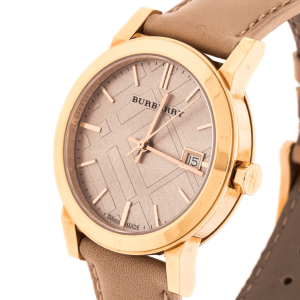 Burberry Women’s Swiss Made Quartz Beige Leather Strap Beige Dial 38mm Watch BU9109