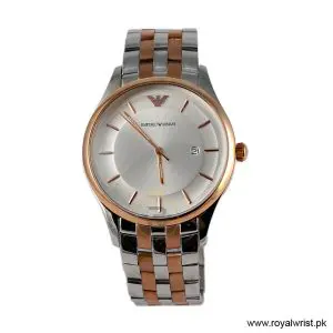 Emporio Armani Men’s Quartz Two Tone Stainless Steel Silver Dial 43mm Watch AR11044 (Like New)