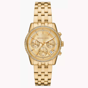 Michael Kors Women’s Chronograph Quartz Gold Stainless Steel Gold Dial 35mm Watch MK7530