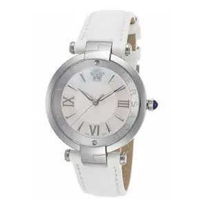 Versace Women’s Quartz Swiss Made White Leather Strap Mother Of Pearl Dial 35mm Watch VAI070016 (Without Tag)