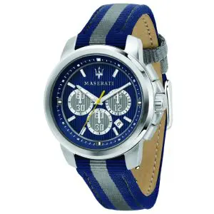 Maserati Men’s Chronograph Quartz Two-tone Nylon Strap Blue Dial 44mm Watch R8871637001