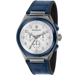 Maserati Men’s Chronograph Quartz Blue Hybrid Strap White Dial 43mm Watch R8871639001
