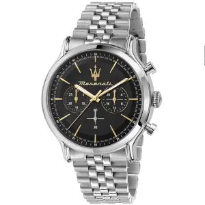Maserati Men’s Chronograph Quartz Silver Stainless Steel Black Dial 42mm Watch R8873618017