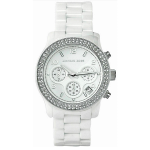 Michael Kors Women’s Chronograph Quartz White Ceramic Chain White Dial 40mm Watch MK5188