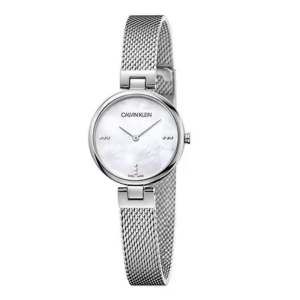 Calvin Klein Women's Swiss Made Quartz Silver Stainless Steel Mother Of Pearl Dial 28mm K8G2312E
