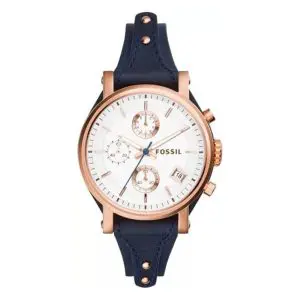 Fossil Women’s Quartz Blue Leather Strap White Dial 38mm Watch ES3838