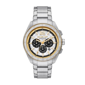 Michael Kors Men’s Chronograph Quartz Silver Stainless Steel White & Silver Dial 44mm Watch MK9188