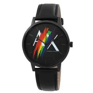 Armani Exchange Men’s Quartz Black Leather Strap Black Dial 42mm Watch AX7120