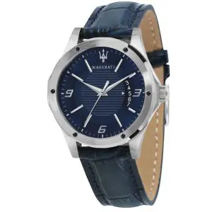 Maserati Men’s Quartz Blue Leather Strap Blue Dial 42mm Watch R8851127003