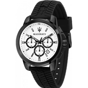 Maserati Men’s Chronograph Quartz Black Silicone Strap White Dial 44mm Watch R8871621010