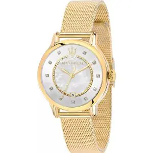Maserati Women's Quartz Gold Stainless Steel Mother Of Pearl Dial 34mm Watch R8853118502