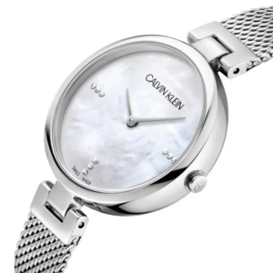 Calvin Klein Women's Swiss Made Quartz Silver Stainless Steel Mother Of Pearl Dial 28mm K8G2312E