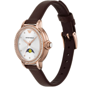 Emporio Armani Women’s Quartz Brown Leather Strap Silver Dial 32mm Watch AR11568