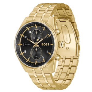Hugo Boss Men’s Chronograph Quartz Gold Stainless Steel Black Dial 44mm Watch 1514152