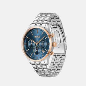 Hugo Boss Men’s Chronograph Quartz Silver Stainless Steel Blue Dial 42mm Watch 1514158