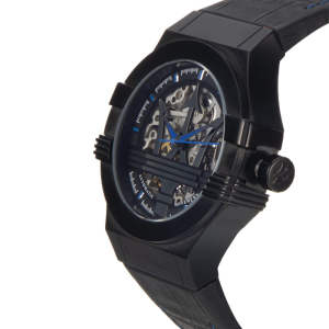 Maserati Men’s Automatic Black Leather Strap Black Skeleton Dial 42mm Watch R8821108009
