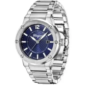 Alternative view of Ferragamo Men’s Swiss Made Quartz Silver Stainless Steel Blue Dial 44mm Watch SFHY02923