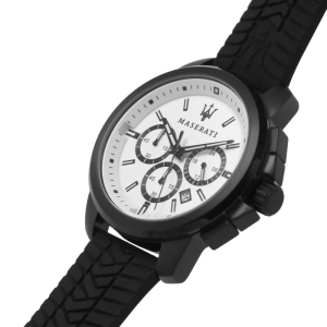 Maserati Men’s Chronograph Quartz Black Silicone Strap White Dial 44mm Watch R8871621010