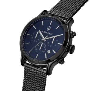 Maserati Men’s Chronograph Quartz Black Stainless Steel Navy Blue Dial 42mm Watch R8873618008